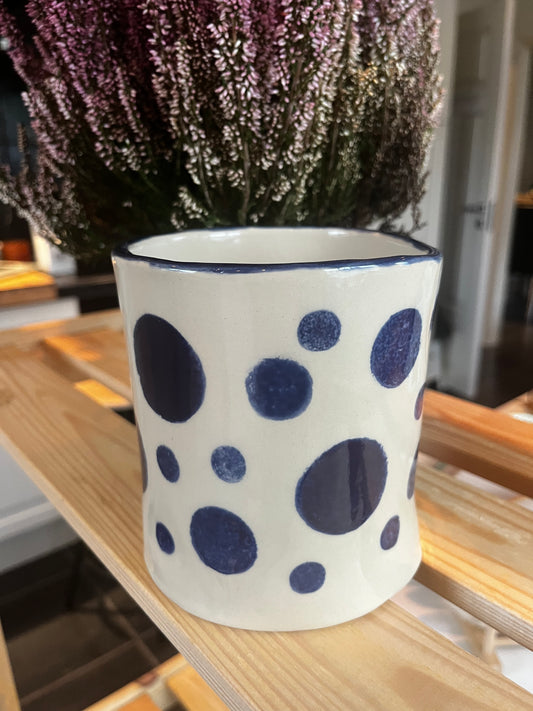 Keramikkbeholder til Kjøkkenredskaper – Hvit og Blå, 13 cm