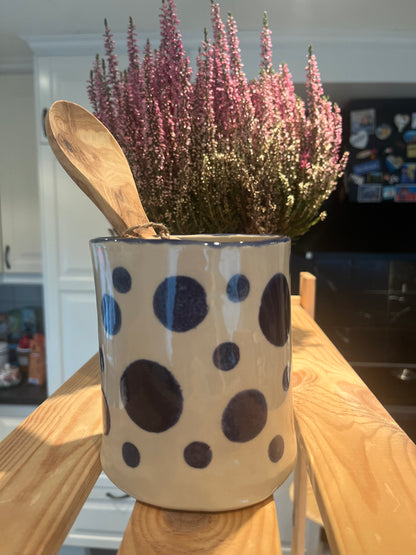 Keramikkbeholder til Kjøkkenredskaper – Hvit og Blå, 13 cm